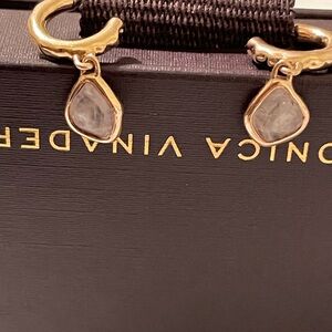 Monica Vinader Rose Gold Mini Nugget Quartz pink dainty dangle Earrings